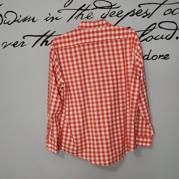 Vintage Mergers Red Buffalo Check Men's Long Sleeve Top, L - Picture 6 of 6